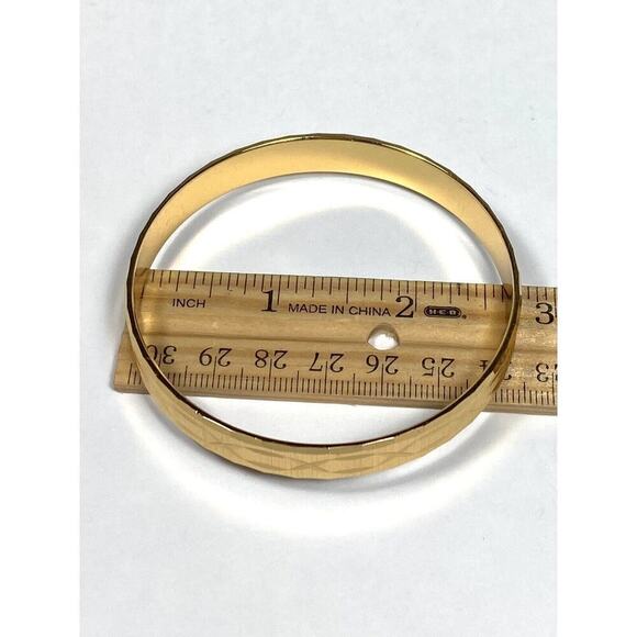 MONET Bracelet Bangle Edged Design Gold Tone 8” - Picture 7 of 8